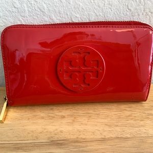 Tory Burch Red Vinyl Wallet